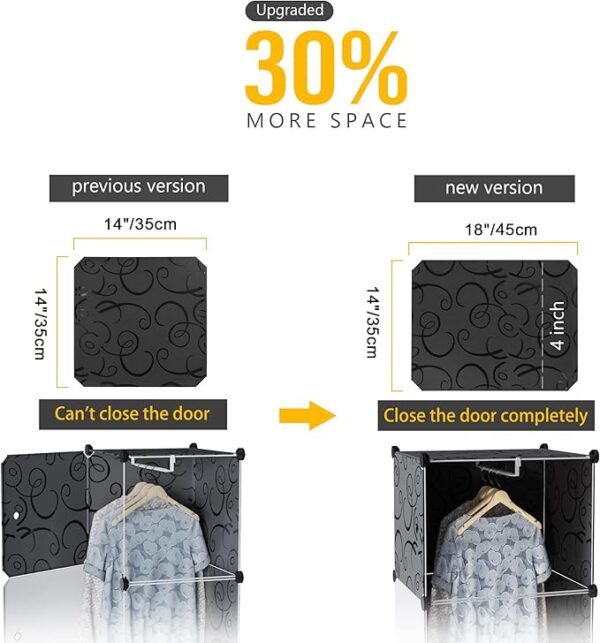 Portable Wardrobe Foldable Closet with 12 Compartments, Cabinet Clothes Storage Organizer Shelf with Clothes Hanging Rails for Bedroom