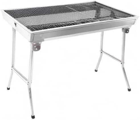 Essential - Stainless Steel BBQ Grill with Stand Charcoal Barbecue Folding and Portable Outdoor Garden And Park Use