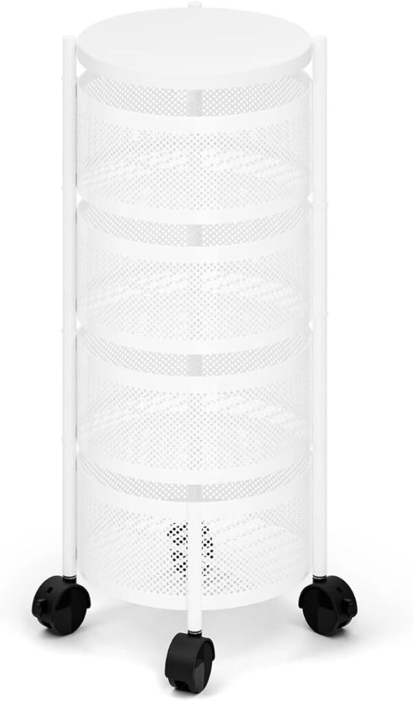 51KY6GVRowL._AC_SX679_.jpg Kitchen Storage Trolley Rack Cart with Drawers | Versatile Organization Solution (29cm x 73cm - 5 Tier, Round)