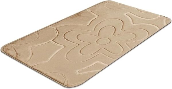 Memory Foam Bath Mat - Beautiful Embossed Flora Design Non Slip Anti Mould Shower Mat Water Absorbent Toilet Pedestal Bathroom Mat