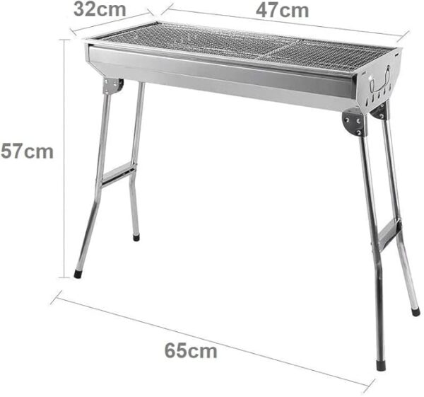 Essential - Stainless Steel BBQ Grill with Stand Charcoal Barbecue Folding and Portable Outdoor Garden And Park Use