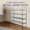 Premium 5 Tier Heavy Duty Metal Shoe Rack in Black - Sturdy Metal Shoe Rack Footwear Storage | Quick Assembly No Tools Required | Anti-Rust Coating Shoe Organiser for Hallway Bedroom Bathroom