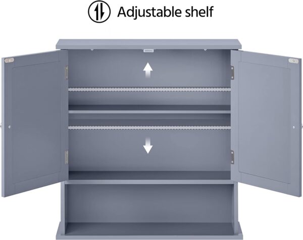 Bathroom Mirror Storage Cabinet Modern Toilet Cupboard Grey