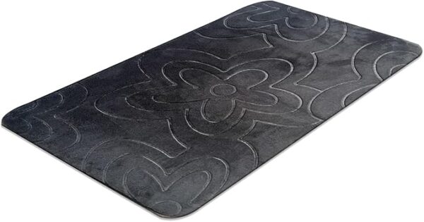 Memory Foam Bath Mat - Beautiful Embossed Flora Design Non Slip Anti Mould Shower Mat Water Absorbent Toilet Pedestal Bathroom Mat