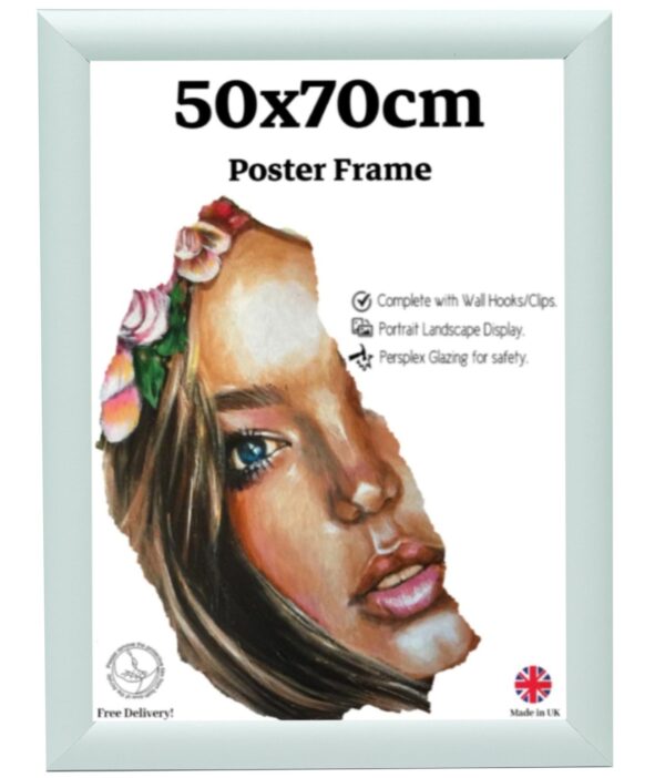 White SD Molding 50cm x 70cm Picture Frame Wall Mounted Shatterproof Perspex Front -Landscape Portrait Display