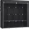 Black Portable Clothes Wardrobe Garment Organiser Rack with Hanging Rails