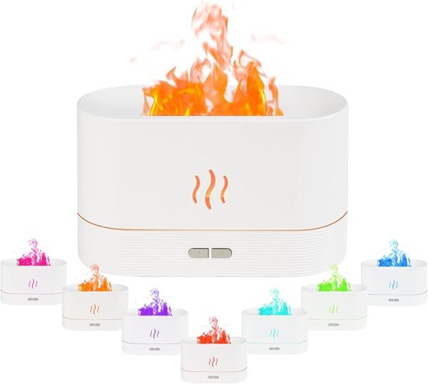 Flame Diffuser Humidifier Essential Oil Diffuser 180ml Aromatherapy Diffuser with Auto Off Function Silent Operation 7 Color Changing LED Lights