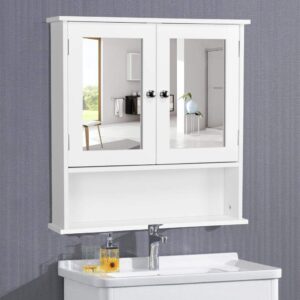61j4wgoDzIL._AC_SL1000_.jpg Bathroom Mirror Storage Cabinet Modern Toilet Cupboard White