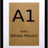 Black A1 Poster Frame with White A2 Mount Wall Hanging Mount Poster With Shatter Proof Perspex Sheets