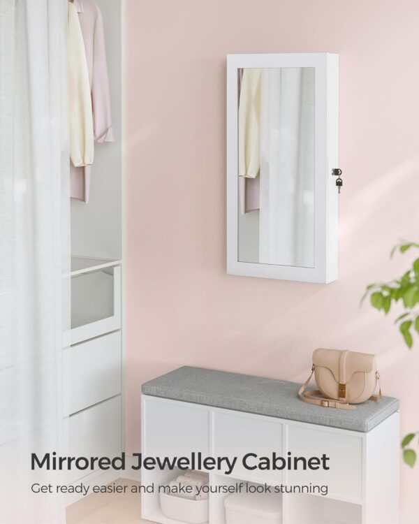 710EcZV37L._AC_SL1500_.jpg Wall Mounted Jewellery Cabinet Mirror with Storage Lockable Mirrored Cabinet White