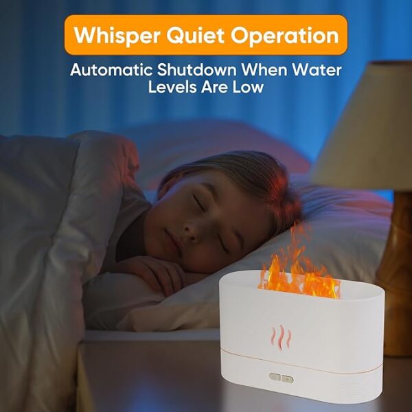 Flame Diffuser Humidifier Essential Oil Diffuser 180ml Aromatherapy Diffuser with Auto Off Function Silent Operation 7 Color Changing LED Lights