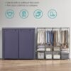 Dark Blue Portable Clothes Wardrobe Garment Organiser Rack with Hanging Rails