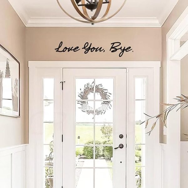 Love You Bye Wood Above Door Signs, 5mm Ply Wood Hallway Decor, Black Wall Art Love Letters Sign for Home Comes