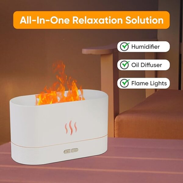 Flame Diffuser Humidifier Essential Oil Diffuser 180ml Aromatherapy Diffuser with Auto Off Function Silent Operation 7 Color Changing LED Lights