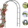 Garden Arch Green Metal - Heavy Duty Steel Frame Support Arches for Climbing Plants, Roses, Vegetables, Outdoor Decoration