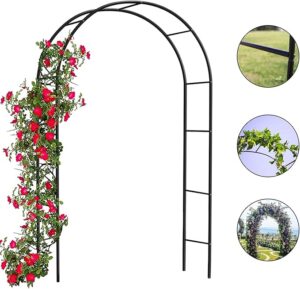 Garden Arch Green Metal - Heavy Duty Steel Frame Support Arches for Climbing Plants, Roses, Vegetables, Outdoor Decoration