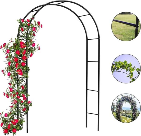 Garden Arch Green Metal - Heavy Duty Steel Frame Support Arches for Climbing Plants, Roses, Vegetables, Outdoor Decoration