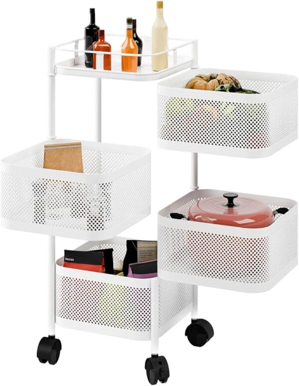 71HslFZvoKL._AC_SX679_.jpg Kitchen Storage Trolley Rack Cart with Drawers | Versatile Organization Solution (29cm x 73cm - 5 Tier, Round)