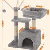 Cat Tree, Small Cat Condo, 72 cm, 3 Pompoms, light Grey & Smoky Grey