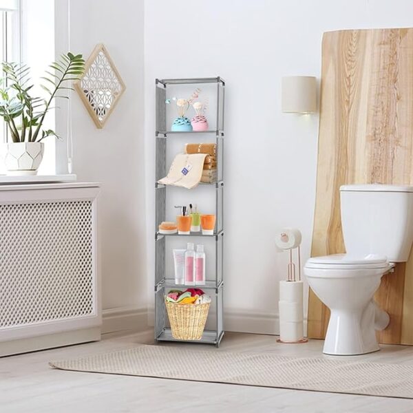 6 Tier 5 Cubes Modern Book Shelves Storage Shelf Tall Narrow Bookcase Display Unit Organizer Cube Display Shelves for Living Room, Bedroom