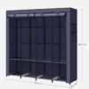 Dark Blue Portable Clothes Wardrobe Garment Organiser Rack with Hanging Rails