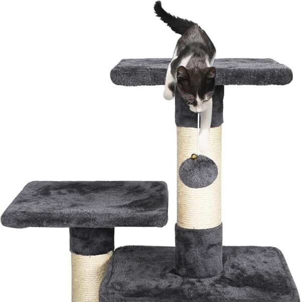 69cm Cat Tree Tower w/2 Sisal Scratching Posts Basic Cat Climbing Tree for Indoor Small Cats, Dark Grey/White
