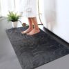 Memory Foam Bath Mat - Beautiful Embossed Flora Design Non Slip Anti Mould Shower Mat Water Absorbent Toilet Pedestal Bathroom Mat
