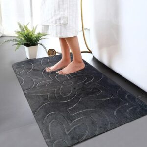 71OSHzbI0UL._AC_SX679_.jpg Memory Foam Bath Mat - Beautiful Embossed Flora Design Non Slip Anti Mould Shower Mat Water Absorbent Toilet Pedestal Bathroom Mat