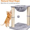Cat Scratching Post, 50cm Cat Tree with Cat Hammock Bed, Scratching Posts for Indoor Cats with Hanging Ball Toy, Grey, Beige