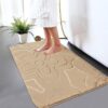Memory Foam Bath Mat - Beautiful Embossed Flora Design Non Slip Anti Mould Shower Mat Water Absorbent Toilet Pedestal Bathroom Mat