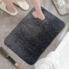 Memory Foam Bath Mat - Beautiful Embossed Flora Design Non Slip Anti Mould Shower Mat Water Absorbent Toilet Pedestal Bathroom Mat