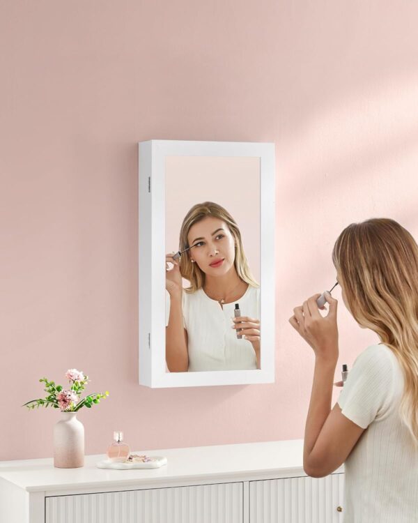 71WABcaiDL._AC_SL1500_-1.jpg Wall Mounted Jewellery Cabinet Mirror with Storage Lockable Mirrored Cabinet White