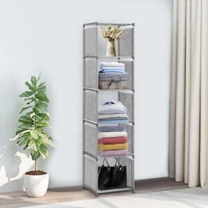 71XYZtDW8DL._AC_SX679_.jpg 6 Tier 5 Cubes Modern Book Shelves Storage Shelf Tall Narrow Bookcase Display Unit Organizer Cube Display Shelves for Living Room, Bedroom