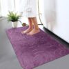 Memory Foam Bath Mat - Beautiful Embossed Flora Design Non Slip Anti Mould Shower Mat Water Absorbent Toilet Pedestal Bathroom Mat