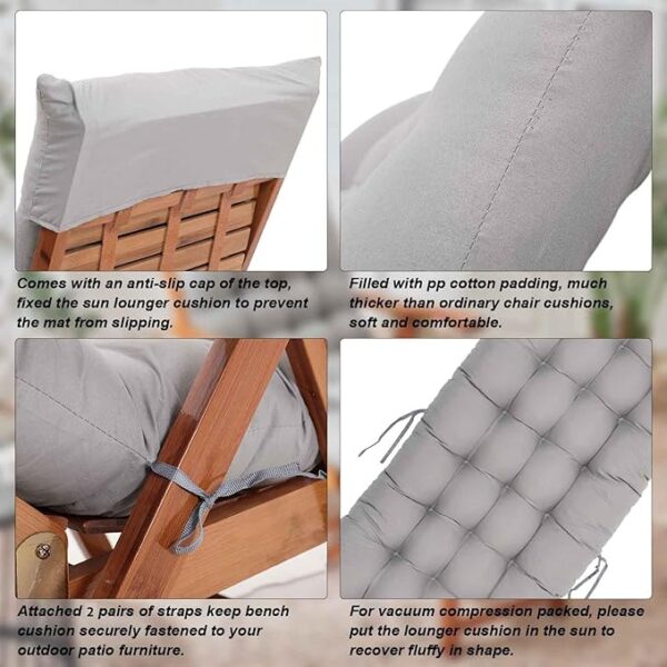 Sun Lounger Cushion Thick Garden Recliner Chair Cushion Garden Chair Cushion Sunbed Cushion Double