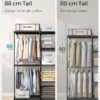 Portable Open Wardrobe, Clothes Rack, Freestanding Wardrobe with Clothes Rails and Fabric Shelves for Bedroom, 43 x 182 x 182 cm Black RYG037B02