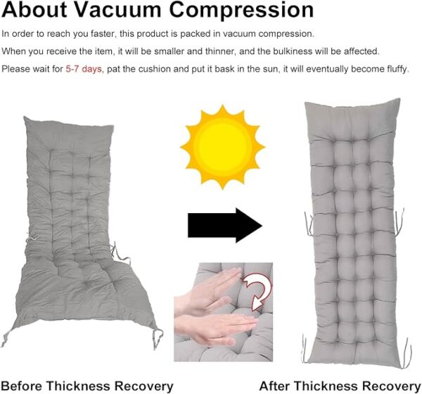 Sun Lounger Cushion Thick Garden Recliner Chair Cushion Garden Chair Cushion Sunbed Cushion Double