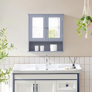 810vHK7GnHL._AC_SL1500_.jpg Bathroom Mirror Storage Cabinet Modern Toilet Cupboard Grey