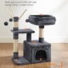Cat Tree, Small Cat Condo, 72 cm, 3 Pompoms, light Grey & Smoky Grey