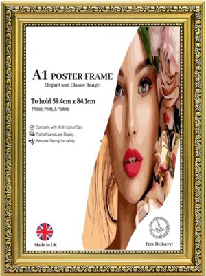 817DzLH9lWL._AC_SL1500_.jpg A1 Picture Frame Gold Ornate Shabby Chic Picture Poster Frame Antique Vintage Style A1 (59.4 cm x 84.1)cm