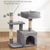 Cat Tree, Small Cat Condo, 72 cm, 3 Pompoms, light Grey & Smoky Grey