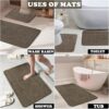 Bath Mat Set 2 Piece Machine Washable for Bathroom, Jacquard Greek Non Slip Quick Dry Shower Rugs & Bathtub Mats, Highly Water Absorbent