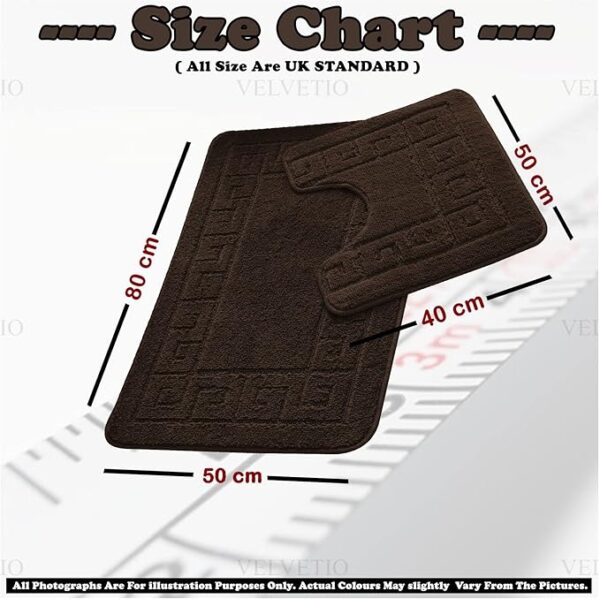 Bath Mat Set 2 Piece Machine Washable for Bathroom, Jacquard Greek Non Slip Quick Dry Shower Rugs & Bathtub Mats, Highly Water Absorbent