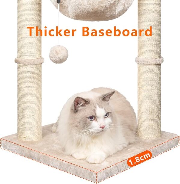 Cat Scratching Post, 50cm Cat Tree with Cat Hammock Bed, Scratching Posts for Indoor Cats with Hanging Ball Toy, Grey, Beige