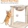 Cat Scratching Post, 50cm Cat Tree with Cat Hammock Bed, Scratching Posts for Indoor Cats with Hanging Ball Toy, Grey, Beige