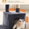 Cat Tree, Small Cat Condo, 72 cm, 3 Pompoms, light Grey & Smoky Grey