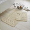 Bath Mat Set 2 Piece Machine Washable for Bathroom, Jacquard Greek Non Slip Quick Dry Shower Rugs & Bathtub Mats, Highly Water Absorbent