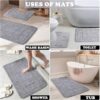 Bath Mat Set 2 Piece Machine Washable for Bathroom, Jacquard Greek Non Slip Quick Dry Shower Rugs & Bathtub Mats, Highly Water Absorbent