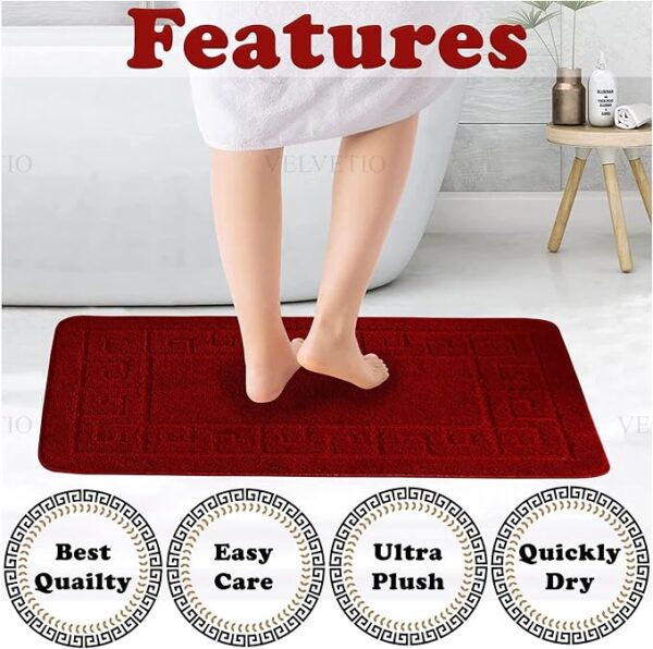Bath Mat Set 2 Piece Machine Washable for Bathroom, Jacquard Greek Non Slip Quick Dry Shower Rugs & Bathtub Mats, Highly Water Absorbent