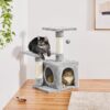 69cm Cat Tree Tower w/2 Sisal Scratching Posts Basic Cat Climbing Tree for Indoor Small Cats, Dark Grey/White